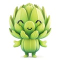 Happy anthropomorphic artichoke character smiling