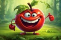 Happy Apple Cartoon Character With Transparent Background. AI Royalty Free Stock Photo