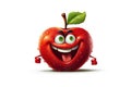 Happy Apple Cartoon Character With Transparent Background. AI Royalty Free Stock Photo