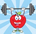 Happy Apple Character Lifting Weights