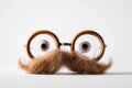 Happy april fool\'s day and funny pranks concept with a pair of comical glasses with bushy eyebrows and thick mustache