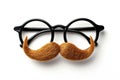 Happy april fool\'s day and funny pranks concept with a pair of comical glasses with bushy eyebrows and thick mustache