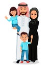 Happy Arab family. Father, mother, son, daughter