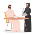 Happy arab family spend time together at home. Muslim woman Royalty Free Stock Photo