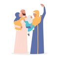 Happy arab family taking selfie. Muslim family in arabic