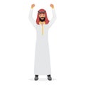 Happy arab man with hands up