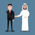 Happy Arab man and a western businessman shaking hands