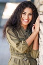 Happy Arab Woman with curly hair outdoors Royalty Free Stock Photo