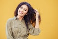 Young Arab Woman with curly hair outdoors Royalty Free Stock Photo