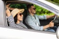 Happy arabic couple having summer car trip at weekend Royalty Free Stock Photo