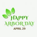 Happy Arbor Day greeting card with green leaves