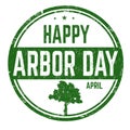 Happy arbor day sign or stamp