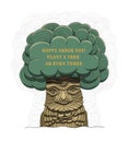 Happy Arbor Day! Vector illustration for a holiday. Symbol of arboriculture, forests, agriculture. Space for text