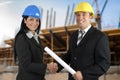 Happy architects handshake Royalty Free Stock Photo