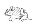 Happy armadillo cartoon outline vector illustration