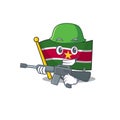 Happy army flag suriname with the cartoon