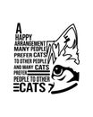 A happy arrangement many people prefer cats to other people and many cats prefer people to other cats. Hand drawn typography