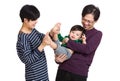Happy asia family playing with baby boy