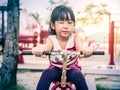 Happy asian baby child playing on playground Royalty Free Stock Photo