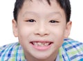 Happy Asian boy toothless smile close-up Royalty Free Stock Photo