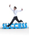 Happy asian businessman jumping a success sign Royalty Free Stock Photo