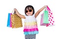 Happy Asian Chinese Little Girl Holding Shopping Bags Royalty Free Stock Photo