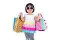 Happy Asian Chinese Little Girl Holding Shopping Bags Royalty Free Stock Photo