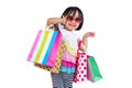 Happy Asian Chinese Little Girl Holding Shopping Bags Royalty Free Stock Photo