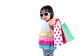 Happy Asian Chinese Little Girl Holding Shopping Bags Royalty Free Stock Photo