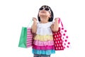 Happy Asian Chinese Little Girl Holding Shopping Bags Royalty Free Stock Photo