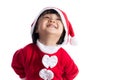 Happy Asian Chinese little girl wearing santa claus costume Royalty Free Stock Photo