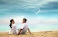 Happy asian couple at beach Royalty Free Stock Photo