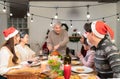 Happy asian family celebrating Christmas together at home. Christmas, Royalty Free Stock Photo
