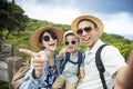 Happy asian Family On Hiking Adventure and taking selfie Royalty Free Stock Photo