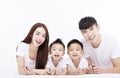 Happy Asian family isolated on white background Royalty Free Stock Photo