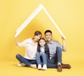 Asian family  in new house with roof concept Royalty Free Stock Photo