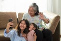 Happy Asian family selfie in their house, love and happiness people concept Royalty Free Stock Photo
