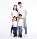 Happy Asian family standing together on white background Royalty Free Stock Photo