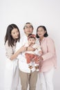 Happy Asian family on white background Royalty Free Stock Photo