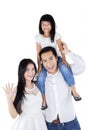 Happy Asian family on white background Royalty Free Stock Photo