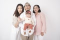Happy Asian family on white background Royalty Free Stock Photo