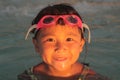 Happy Asian Girl on Beach Royalty Free Stock Photo