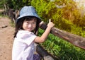 Happy asian girl relaxing outdoors in the day time, travel on va Royalty Free Stock Photo