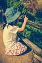 Happy asian girl relaxing outdoors in the day time, travel on va Royalty Free Stock Photo