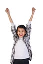 Happy Asian Little Girl Showing Winning Gesture Royalty Free Stock Photo