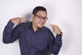 Happy Asian Man Smiling and Pointing Himself Royalty Free Stock Photo