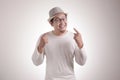 Happy Asian Man Smiling and Pointing Himself Royalty Free Stock Photo