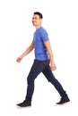 Happy asian man walking over white Royalty Free Stock Photo