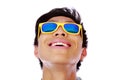 Happy asian man in yellow sunglasses Royalty Free Stock Photo