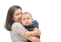 Happy asian mother holding baby in her arms isolated Royalty Free Stock Photo